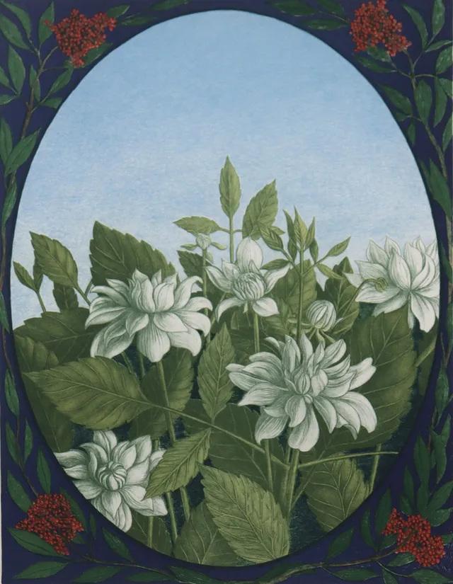 MARIA HILLFON. litografi, blommor.