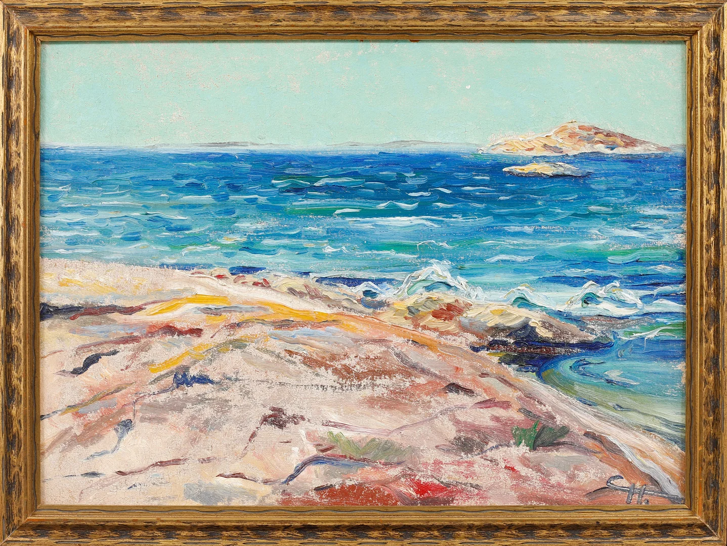 CARSTEN HVISTENDAHL. TILLSKRIVEN. Kustbild, olja på pannå, signerad CH. — Paintings — Göteborgs Auktionsverk