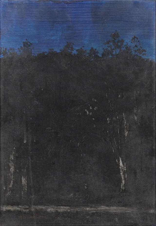 BO HULTÉN. Skogslandskap, olja på duk, signerad.
