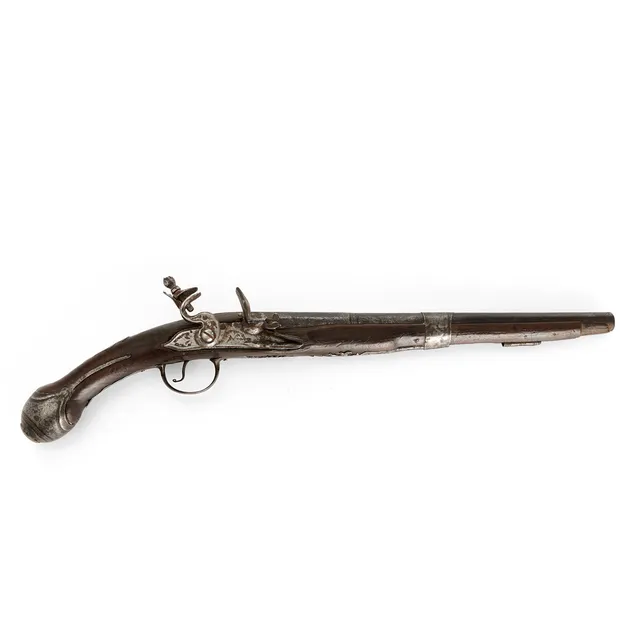 FLINTLÅSPISTOL, för kavalleri, Sydeuropa, ca 1750-1780.