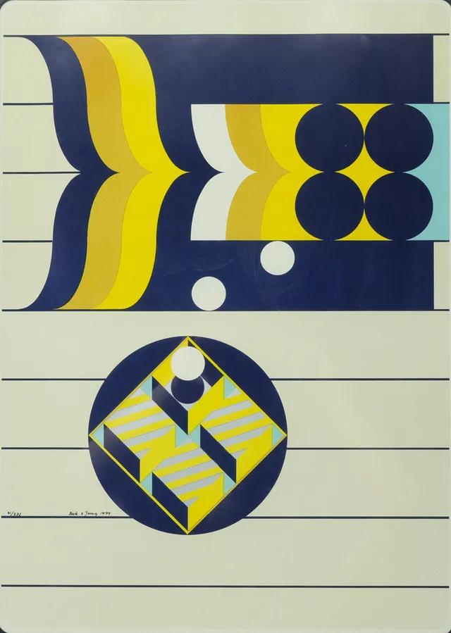 BECK & JUNG, LITOGRAFI, GEOMETRISK KOMPOSITION, 1974.