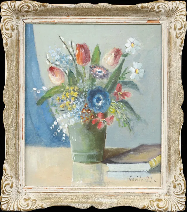 TAGE GAVIK. Blomsterstilleben, olja på duk, signerad.
