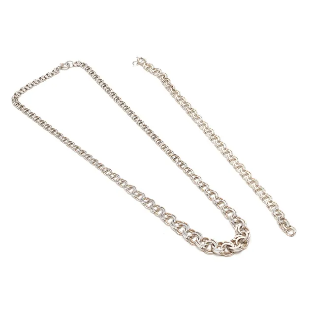 KEDJA samt ARMBAND, silver ''bismarck' vikt ca 22g.