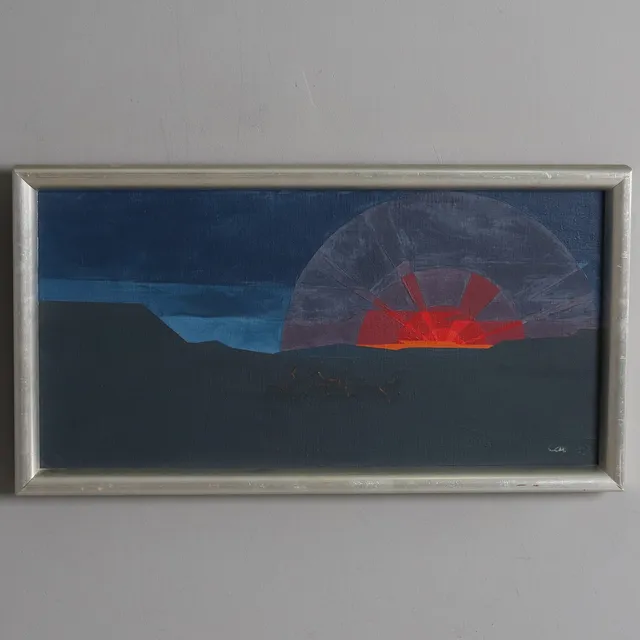 CAI POULSEN (1920-1997). OLJA PÅ DUK, "Renar i skymning", signerad och daterad -62.
