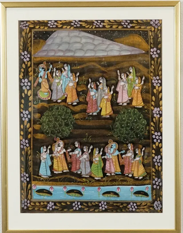 OKÄND KONSTNÄR, gouache på siden, Figurscen, Indien. Ej signerad.