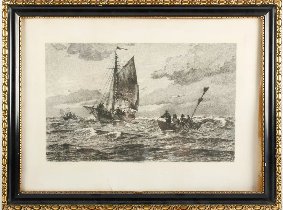 Carl Locher. Radering. Marinemotiv. — Paintings and sculptures/Prints and photography — Lauritz