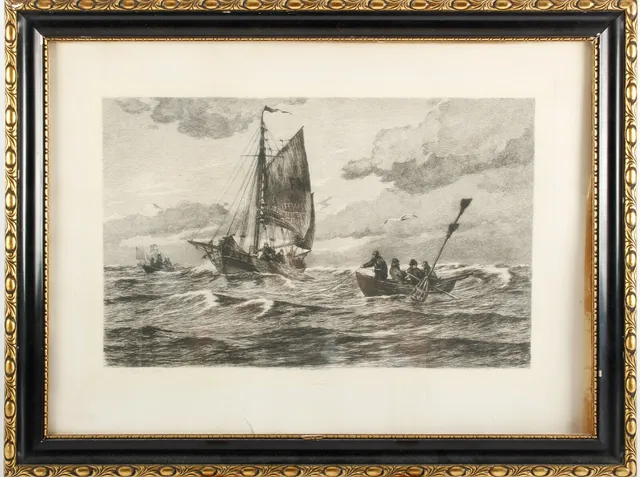 Carl Locher. Radering. Marinemotiv.