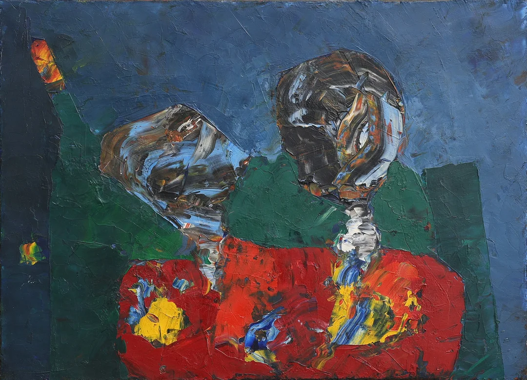 LAJOS FLESSER. MOTIV MED TVÅ GESTALTER, OLJA PÅ DUK. — Paintings — Crafoord Auktioner Lund