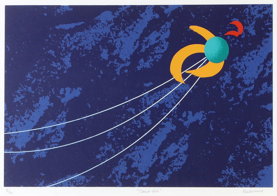 CARL FREDRIK REUTERSWÄRD. Litografi, 33/70. "Planet-kik". Signerad. — Engravings & Prints — Skånes Auktionsverk