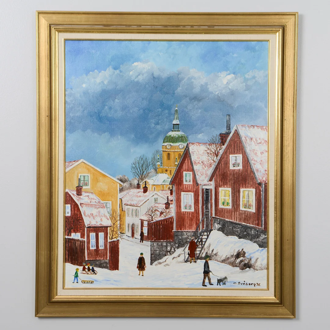 CURT SJÖBERG. "Stigbergsgatan, Katarina, Stockholm", olja på duk, signerad, daterad 76. — Paintings — Formstad Auktioner