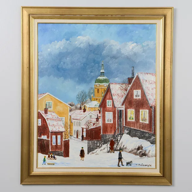 CURT SJÖBERG. "Stigbergsgatan, Katarina, Stockholm", olja på duk, signerad, daterad 76.