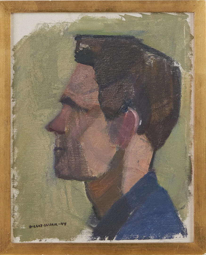 WILGOT OLSSON. Olja på duk, mansporträtt, signerad och daterad -44. — Paintings — Stockholms Auktionsverk Magasin 5