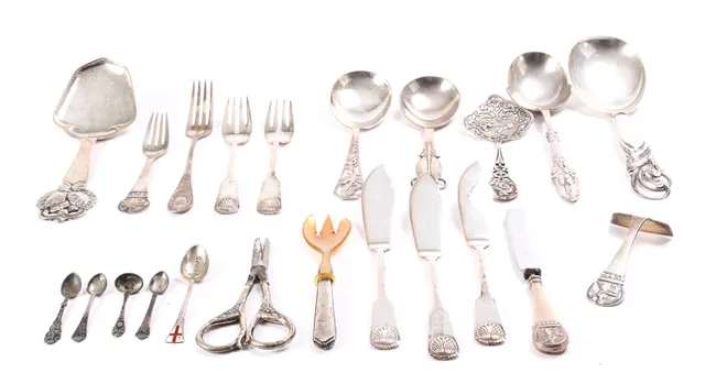 Collection of silver cutlery and serving utensils (22)