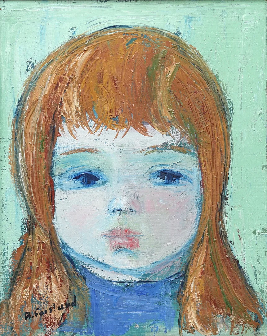 ALF FORSLUND (1926-2002). Flickportätt, olja på duk, signerad. — Paintings — Garpenhus Auktioner