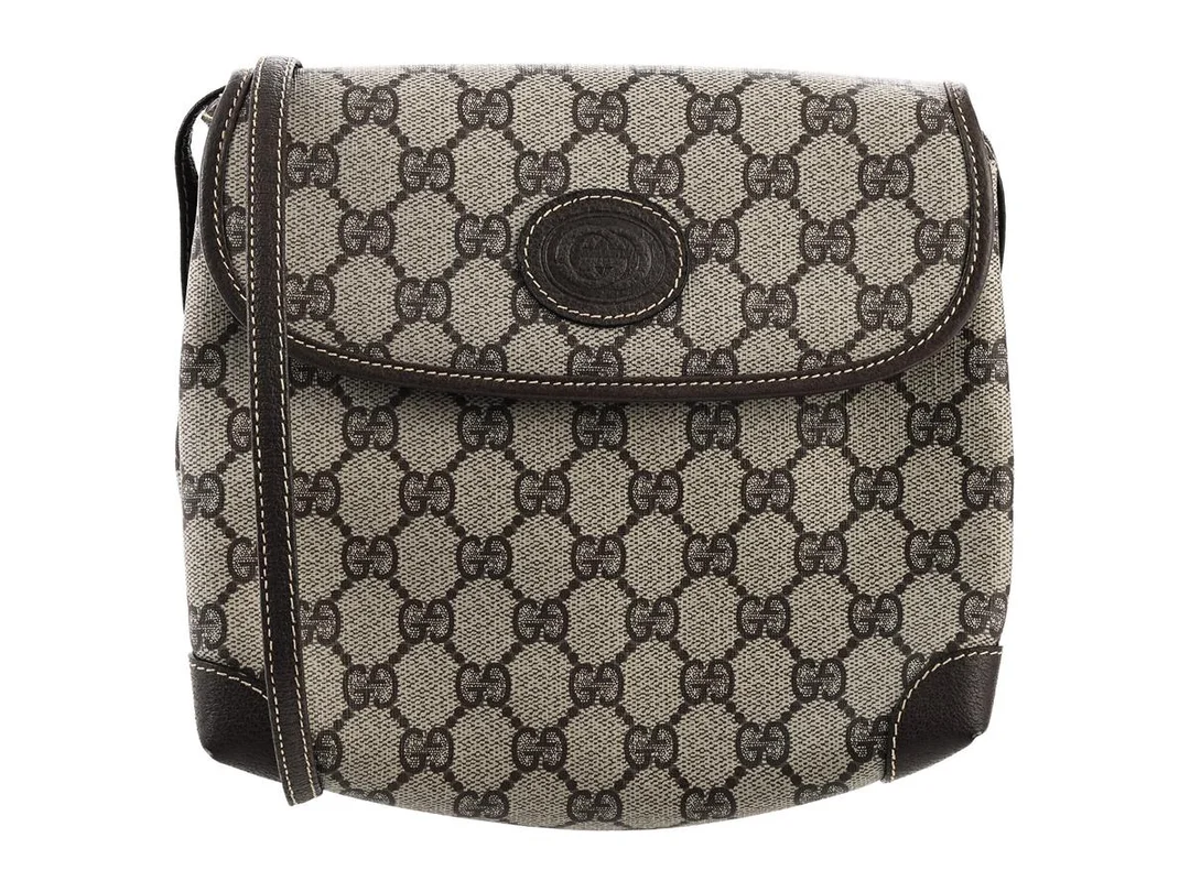 VÄSKA, GUCCI, vintage, GG supreme, burnt läder, 21x15x7 cm. — Accessoarer/Väskor — Kaplans