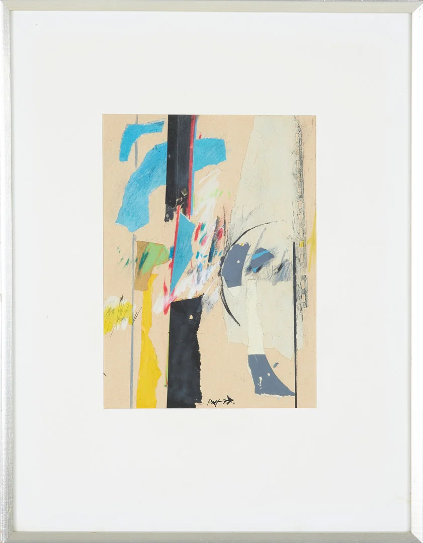 POUL OSCAR HANSEN (1927-2020). Abstrakt komposition, blandteknik med collage, signerad. — Paintings — Stockholms Auktionsverk Sickla