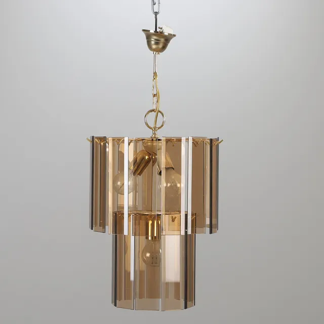 TAKLAMPA, glas och mässing, 1900-talets senare hälft.