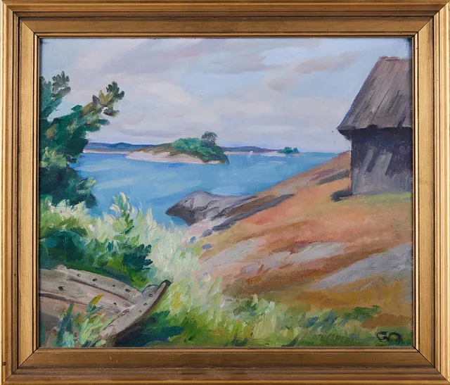 GEORG PAULI. Skärgårdsmotiv, olja på duk, signerad.