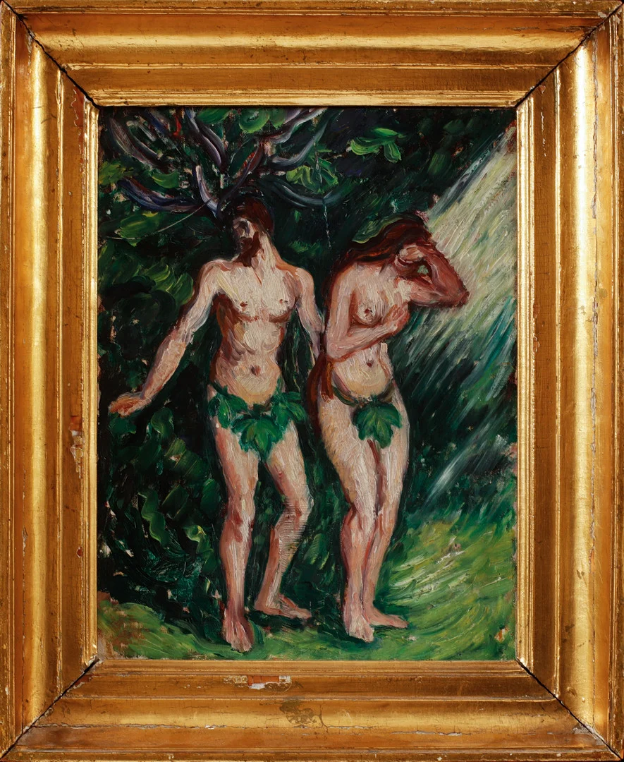 GÖSTA SANDELS. "Syndafallet". Olja på duk. Utförd 1910 enligt etikett a tergo. — Paintings — Göteborgs Auktionsverk