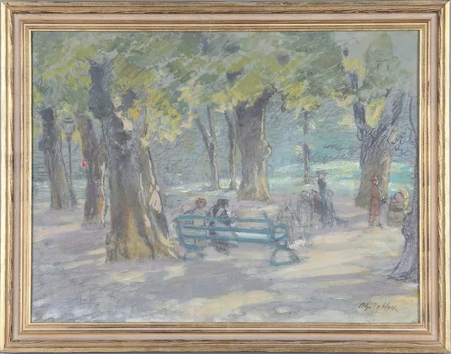 OLGA NYBLOM. Landskap, pastell, signerad.