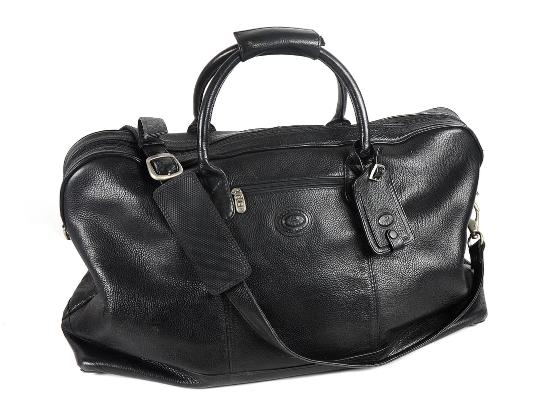 WEEK-END BAG, BARON, svart läder, 60x38x23 cm, tillbehör: axelrem. — Accessoarer/Väskor — Kaplans