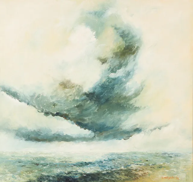 LENNART MALMSTRÖM. "Moln över Öresund", olja på duk, signerad -77.