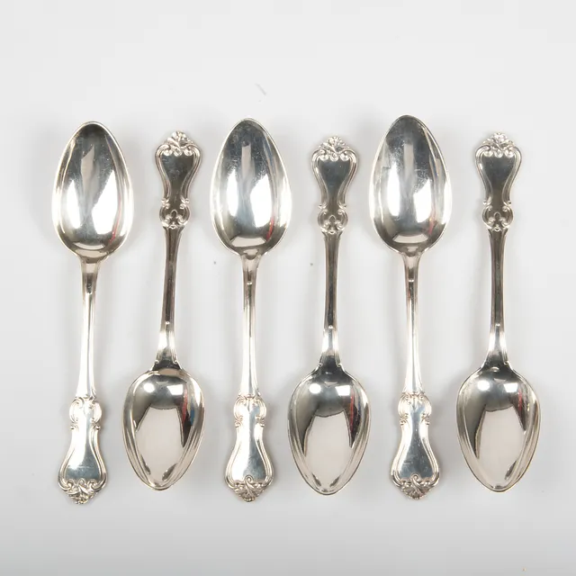 MATSKEDAR, 6 stycken, "Olga", nysilver.