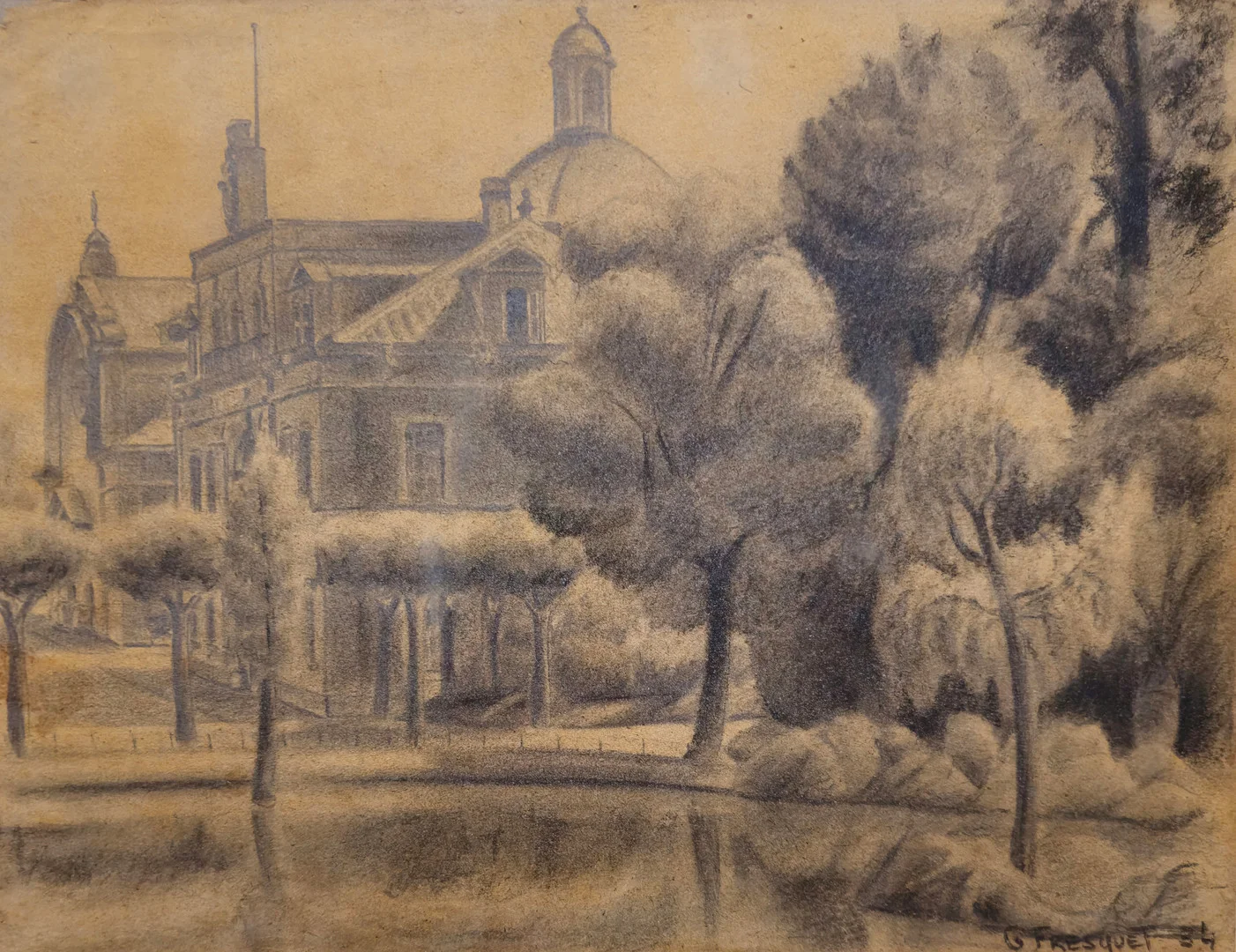 GUILLEM FRESQUET BARDINA. PARC DE LA CITUADELLA. CARBÓN SOBRE PAPEL. 1934. — Drawings — Barcelona Auctions