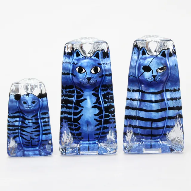 RENATE STOCK. KATTFIGURER, 3 st, glas, Moai. Sea.