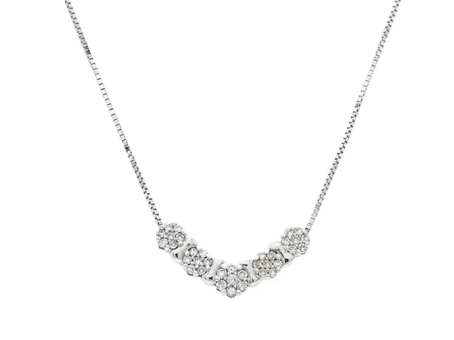 COLLIER, 18K vitguld, 35 åttkantslipade diamanter ca 0,18 ctv, längd 43-45 cm, vikt 2,5 g.