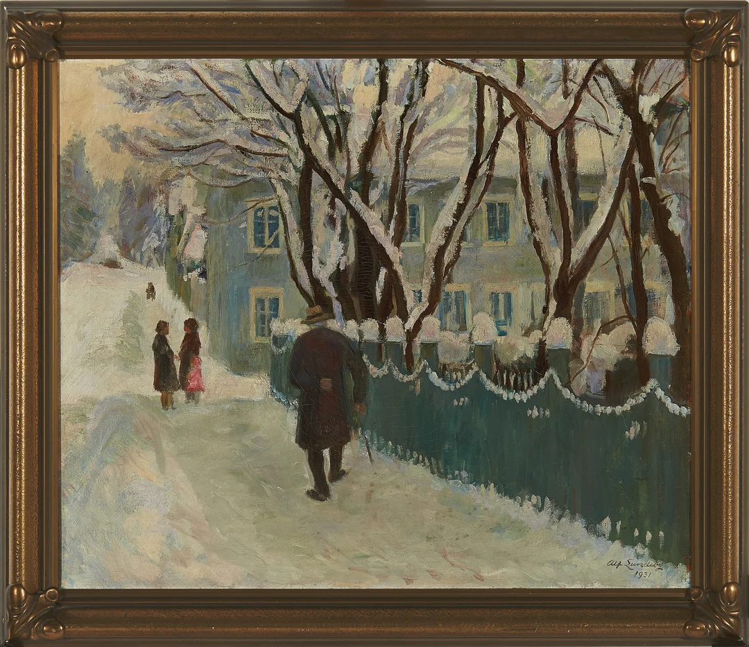 Lundeby, Alf — "Ved parken" Lillehammer 1931 — Kunst/Maleri — Blomqvist
