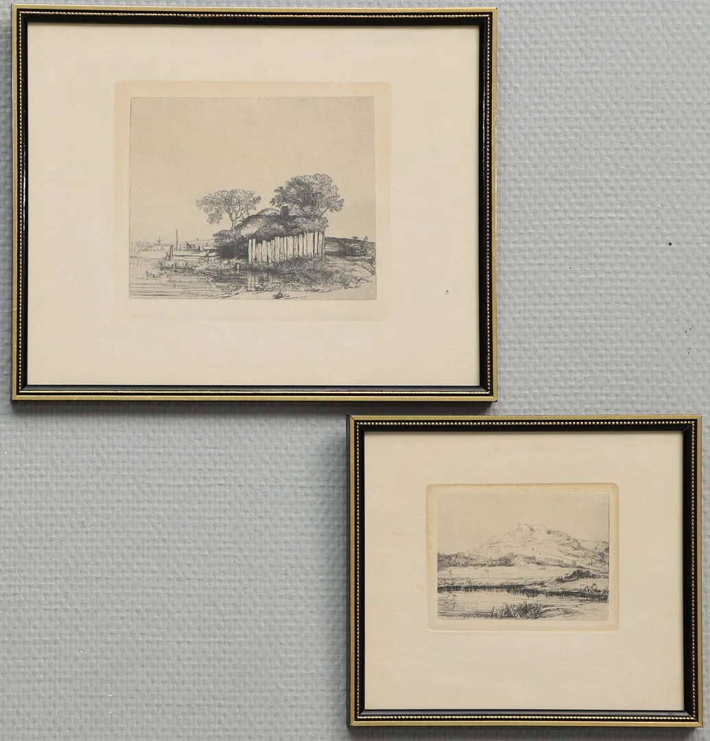 REMBRANDT VAN RIJN. Efter. Etsningar, 2 st. — Engravings & Prints — Ekenbergs Auktioner