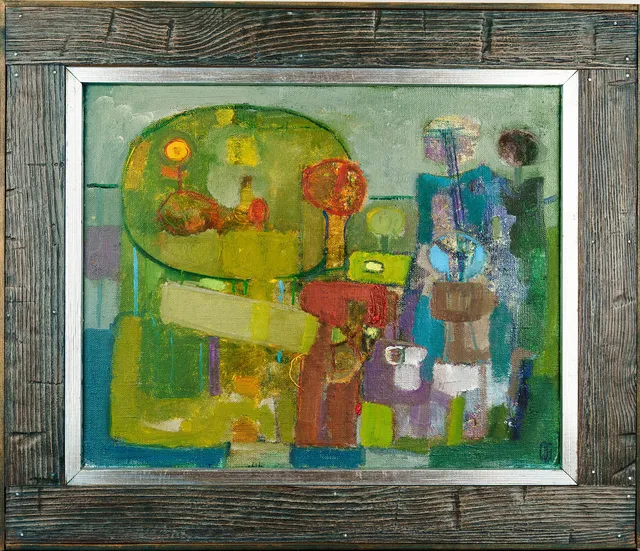 OLLE GUSTAFSSON. Olja på duk, Figurkomposition, Signerad och daterad 1989.