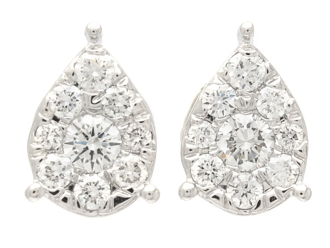 ÖRHÄNGEN, 18K vitguld, 18 briljantslipade diamanter ca 0,44 ctv, ca TW-TCr(G-I)/SI, stift, vikt 2,1 g. — Smycken/Örhängen — Kaplans