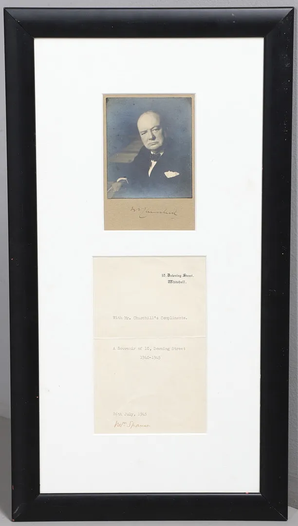 WINSTON CHURCHILL (1874-1965). A black and white photographic portrait, signed.