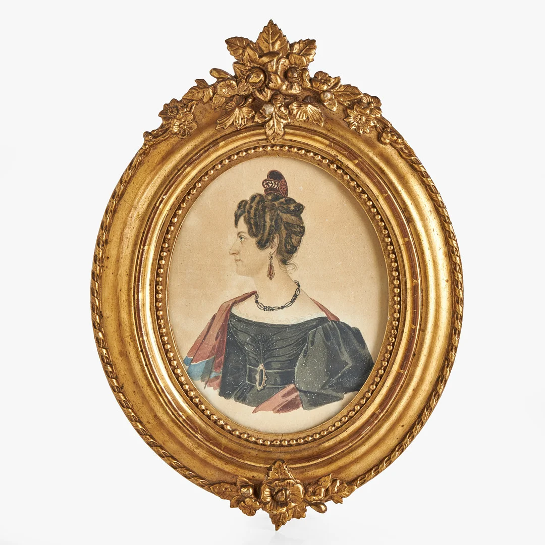 DAMPORTRÄTT, "Fru Augusta Wilhelmina Lundström, född Rydbom från Norrköping", 1800-tal, akvarell. — Paintings — Crafoord Auktioner Stockholm