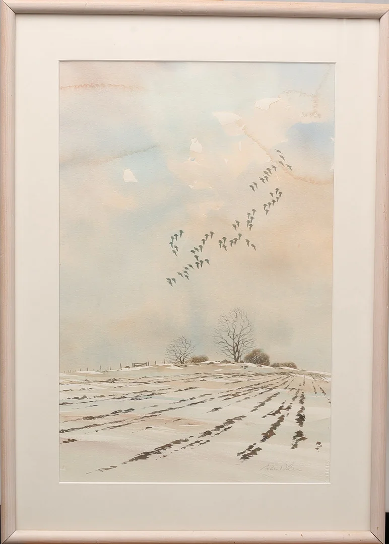 PETER NILSSON. Akvarell, Ljungpipare vid Össby, Öland, signerad. — Paintings — Limhamns Auktionsbyrå