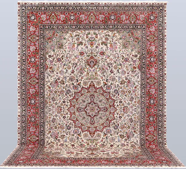 MATTA, figural Täbriz, part silk s k 50 radj, cirka 356 x 251 cm.