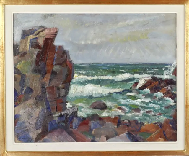 EDVARD ANDERSSON. Olja på pannå, motiv troligen Kullaberg, signerad, 1938.
