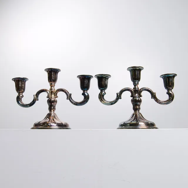 THORVALD MARTHINSEN. Kandelabrar, 2 st, silver, Thorvald Marthinsen Sølvvarefabrikk, Tønsberg, Norge.