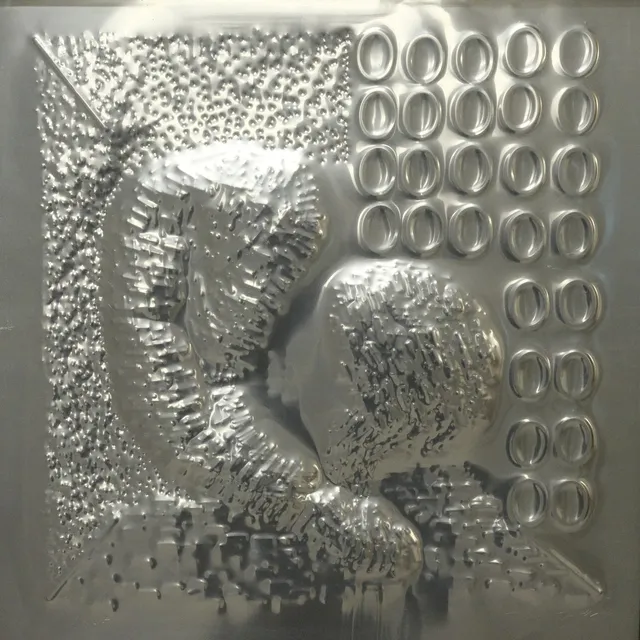 ALEXIUS HUBER. VÄGGRELIEF, ALUMINIUM.