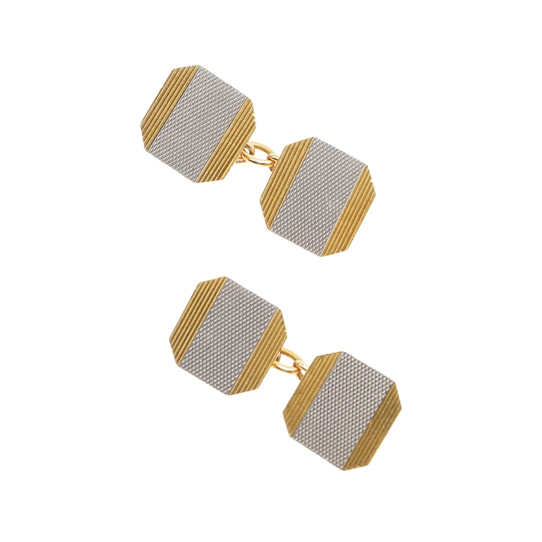 A PAIR OF 18CT GOLD AND PLATINUM CUFFLINKS. — Cufflinks & Tie Pins — Lawrences Auctioneers
