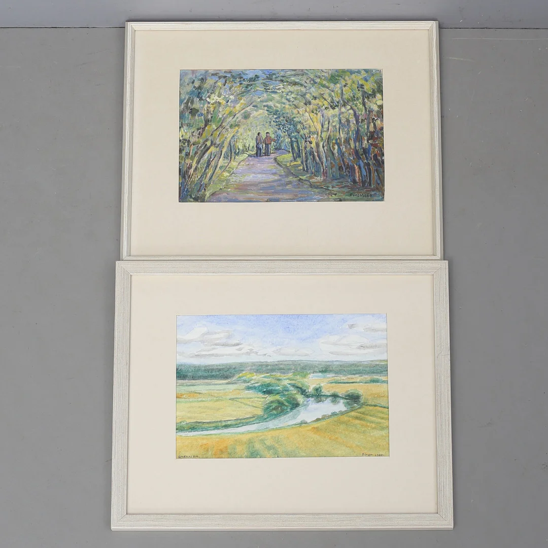 PAUL LAGER. Akvareller, 2 st, signerade och daterade. — Paintings — Auktionshuset Thelin & Johansson