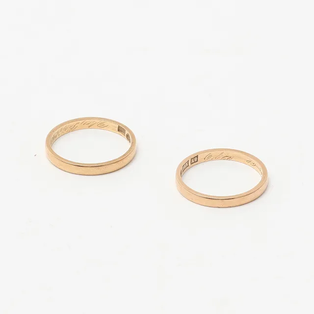 RINGAR, två stycken, guld 18K.