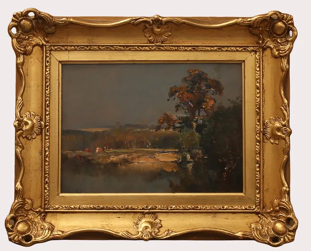 JAMES HERBERT SNELL (1861–1935). Olja på pannå, landskap, signerad.