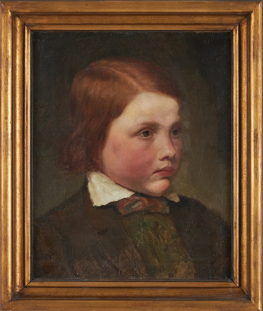 FERDINAND FAGERLIN. TILLSKRIVEN. Porträtt av barn, olja på duk, osignerad. — Paintings — Stockholms Auktionsverk Sickla
