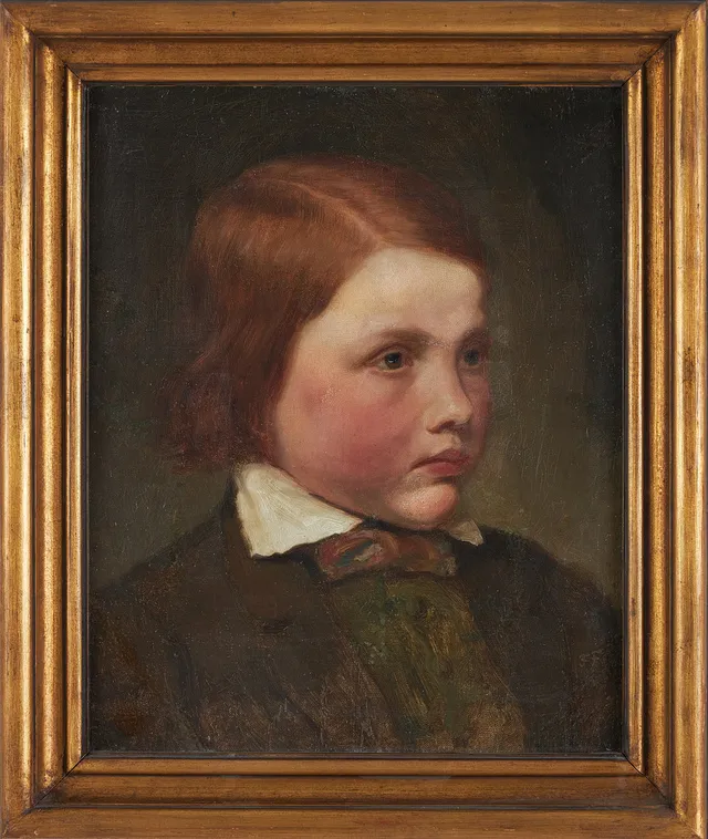 FERDINAND FAGERLIN. TILLSKRIVEN. Porträtt av barn, olja på duk, osignerad.