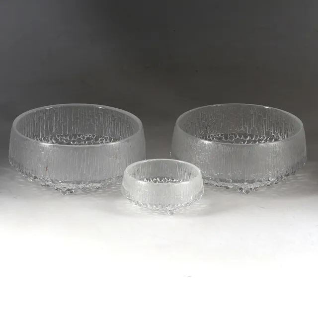 TAPIO WIRKKALA. Skålar, 3 st, glas, "Ultima Thule", Iittala, Finland.