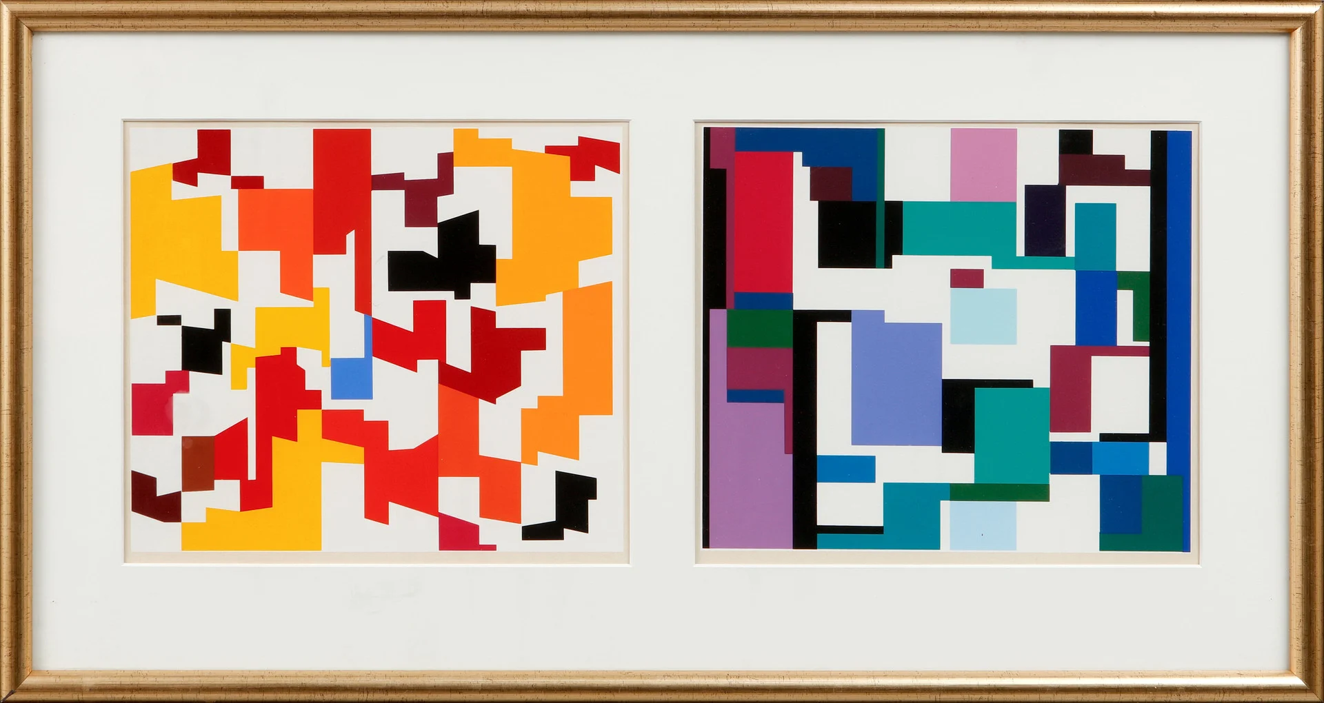 YAACOV AGAM. Kompositioner. Efter, färgserigrafier, 2 st. — Engravings & Prints — Göteborgs Auktionsverk