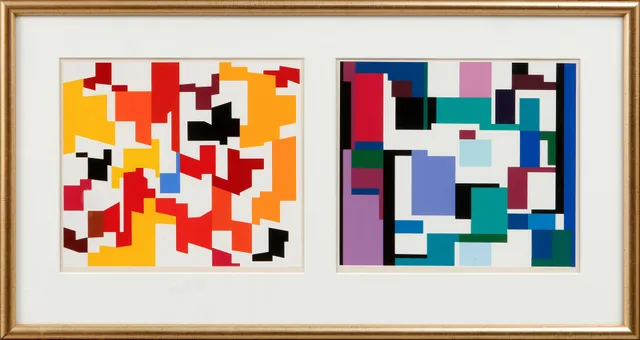 YAACOV AGAM. Kompositioner. Efter, färgserigrafier, 2 st.